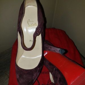 Christian Louboution Burgundy Suede Platforms